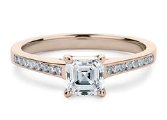Mia - Asscher - Natural Diamond, Diamond Band Engagement Ring