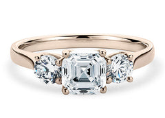 Angela - Asscher - Natural Diamond Trilogy Engagement Ring