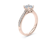 Angelina - Asscher - Natural Diamond, Diamond Band Engagement Ring