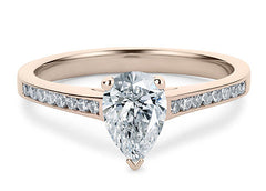 Mia - Pear - Natural Diamond, Diamond Band Engagement Ring