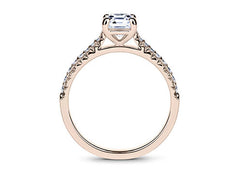 Bella - Asscher - Natural Diamond, Diamond Band Engagement Ring