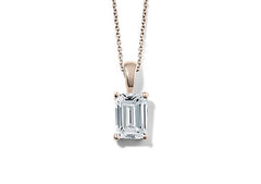Emerald Diamond Pendant in Rose Gold