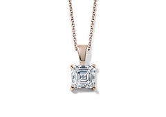 Asscher Diamond Pendant in Rose Gold