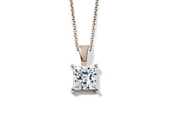 Princess Diamond Pendant in Rose Gold