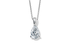 Pear Diamond Pendant in White Gold