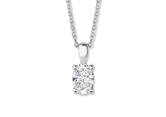 Oval Diamond Pendant in White Gold