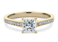 Mia - Princess - Natural Diamond, Diamond Band Engagement Ring