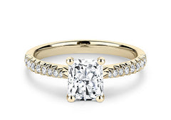 Bella - Radiant - Natural Diamond, Diamond Band Engagement Ring