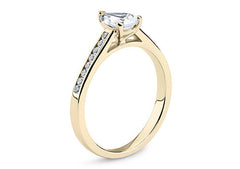 Mia - Pear - Natural Diamond, Diamond Band Engagement Ring