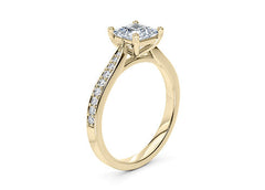Angelina - Princess - Natural Diamond, Diamond Band Engagement Ring