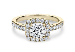 Jianna - Cushion - Natural Diamond Halo Engagement Ring