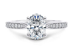 Angelina - Oval - Natural Diamond, Diamond Band Engagement Ring