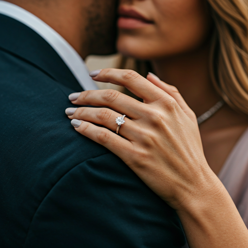 Couple celebrating an engagement with a bespoke ring