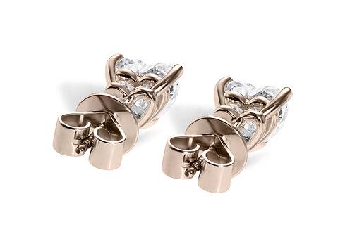Heart Diamond Stud Earrings in Rose Gold