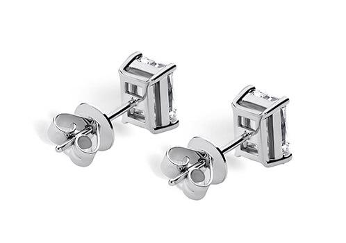Radiant Diamond Stud Earrings in Platinum