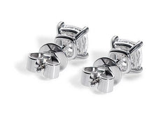 Cushion Diamond Stud Earrings in White Gold
