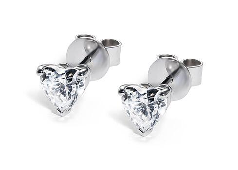 Heart Diamond Stud Earrings in White Gold