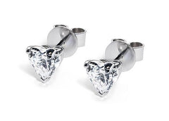 Heart Diamond Stud Earrings in Platinum