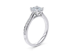 Angelina - Cushion - Natural Diamond, Diamond Band Engagement Ring