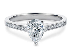 Mia - Pear - Natural Diamond, Diamond Band Engagement Ring
