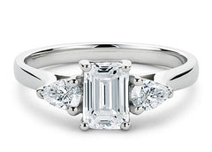 Rosina - Emerald - Natural Diamond Trilogy Engagement Ring