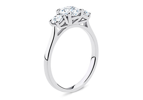 Angela - Round - Natural Diamond Trilogy Engagement Ring