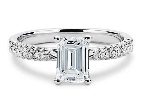 Bella - Emerald - Natural Diamond, Diamond Band Engagement Ring