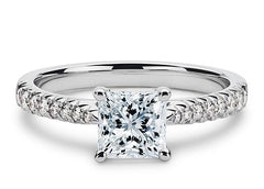 Bella - Princess - Natural Diamond, Diamond Band Engagement Ring