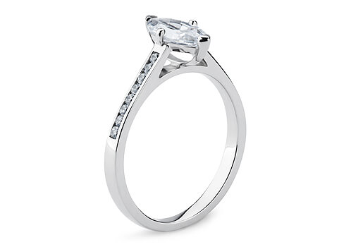 Mia - Marquise - Natural Diamond, Diamond Band Engagement Ring