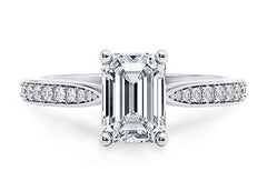 Angelina - Emerald - Natural Diamond, Diamond Band Engagement Ring