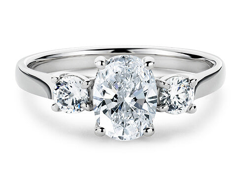 Angela - Oval - Natural Diamond Trilogy Engagement Ring