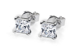 Princess Diamond Stud Earrings in Platinum
