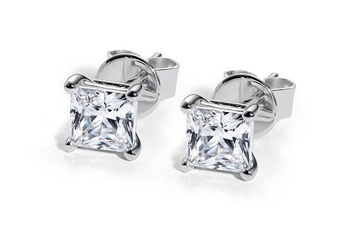Princess Diamond Stud Earrings in White Gold