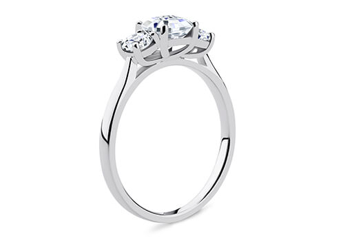 Angela - Asscher - Natural Diamond Trilogy Engagement Ring