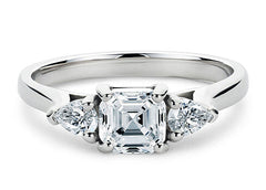 Rosina - Asscher - Natural Diamond Trilogy Engagement Ring