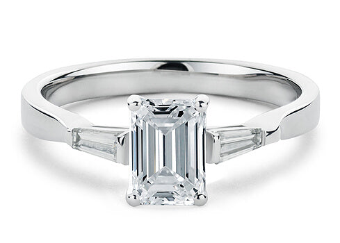 Maria - Emerald - Natural Diamond Trilogy Engagement Ring