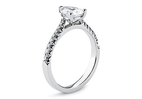 Bella - Pear - Natural Diamond, Diamond Band Engagement Ring