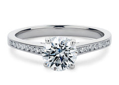 Mia - Round - Natural Diamond, Diamond Band Engagement Ring
