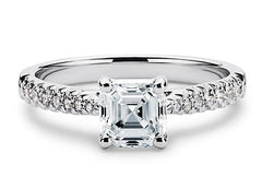 Bella - Asscher - Natural Diamond, Diamond Band Engagement Ring