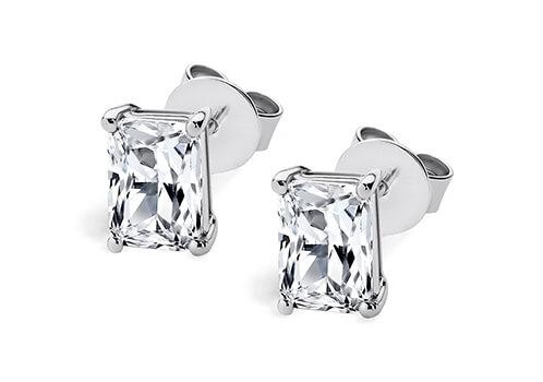 Radiant Diamond Stud Earrings in White Gold