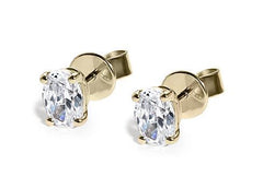 Oval Diamond Stud Earrings in Yellow Gold