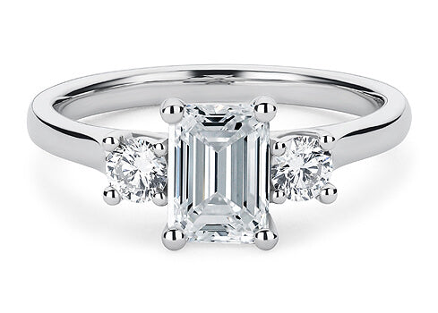 Angela - Emerald - Natural Diamond Trilogy Engagement Ring