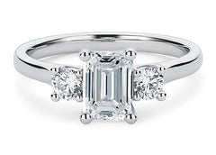 Angela - Emerald - Natural Diamond Trilogy Engagement Ring
