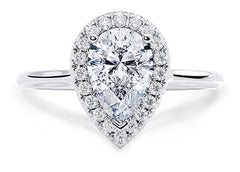 Daniella - Pear - Natural Diamond Halo Engagement Ring