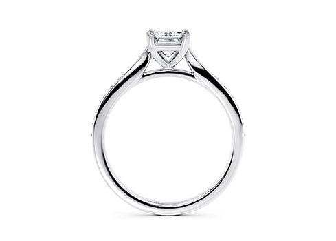 Angelina - Emerald - Natural Diamond, Diamond Band Engagement Ring