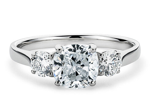 Angela - Cushion - Natural Diamond Trilogy Engagement Ring