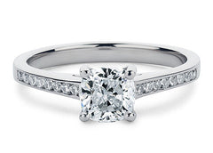 Mia - Cushion - Natural Diamond, Diamond Band Engagement Ring
