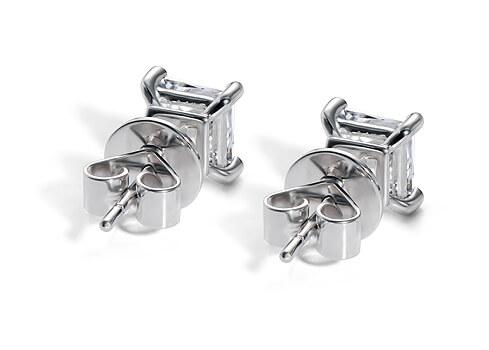 Princess Diamond Stud Earrings in White Gold