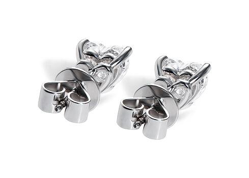 Heart Diamond Stud Earrings in Platinum