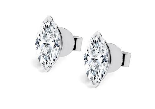 Marquise Diamond Stud Earrings in Platinum